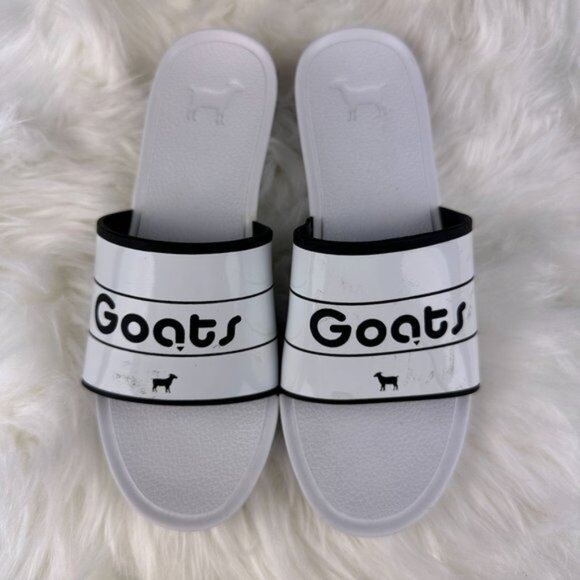 Goats The Slide K Logo Graphic Sandals in White - Picture 1 of 2